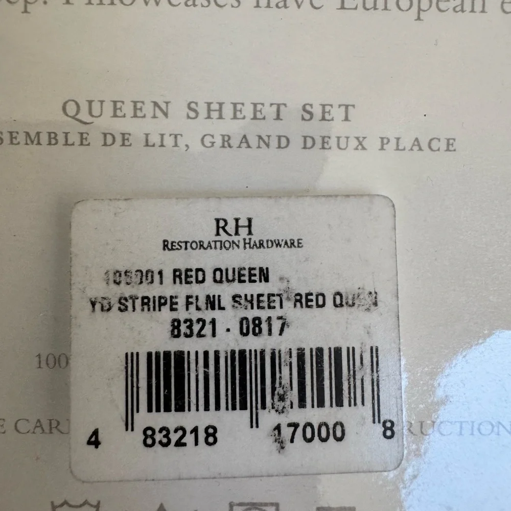 RH stripe flannel bedding sheets set size Queen